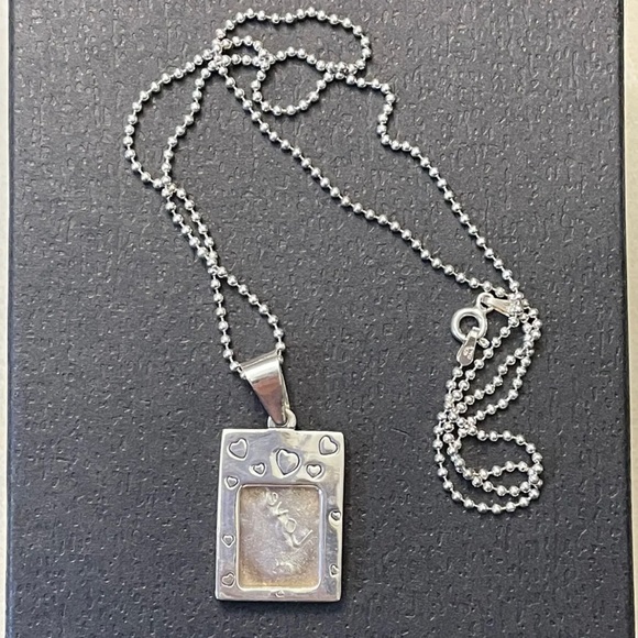.925 Sterling Silver Photo Frame Pendant and Chain-Made in Italy - Picture 4 of 12